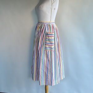 Cats Vintage 80s Rainbow Stripe Midi Skirt